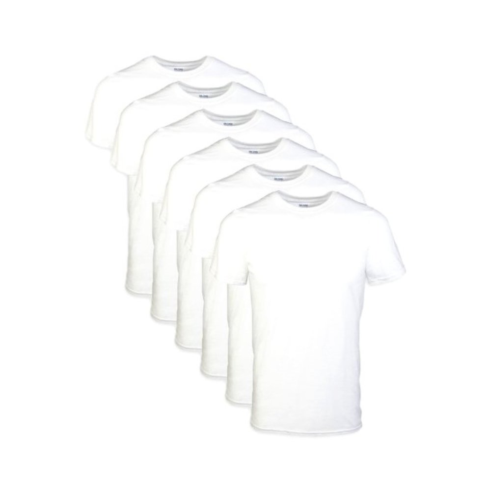 Adult Men's Short Sleeve Crew White T-Shirt, 6-Pack-white